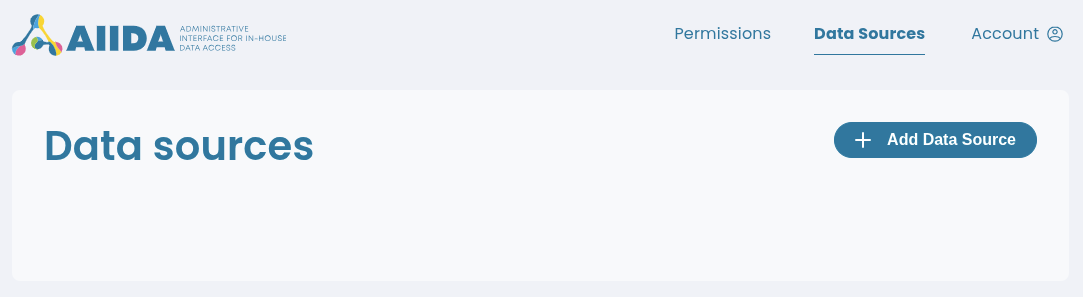 Screenshot of the 'Add Data Source' button in the AIIDA Web UI.