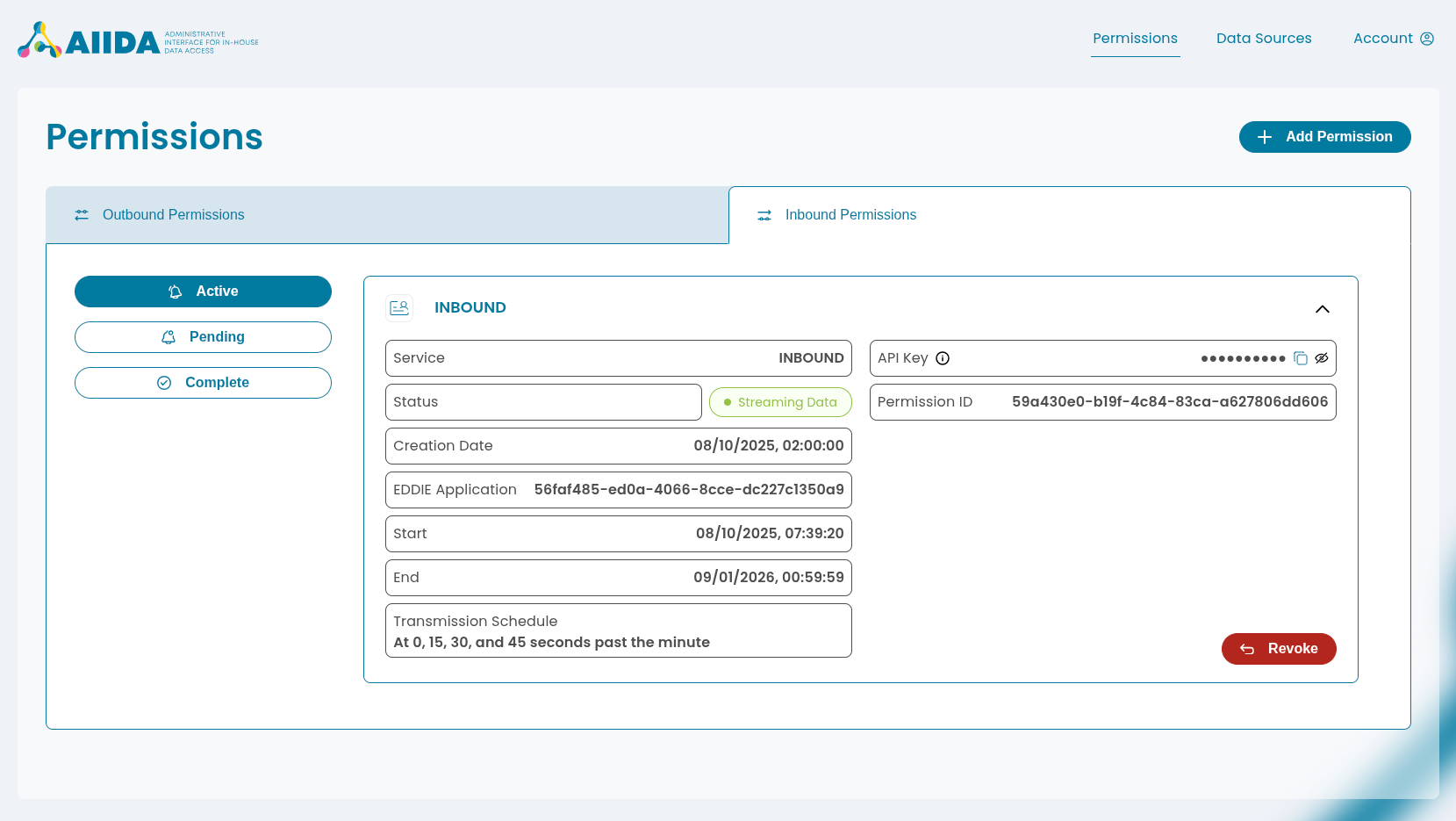 Inbound Permission in AIIDA UI