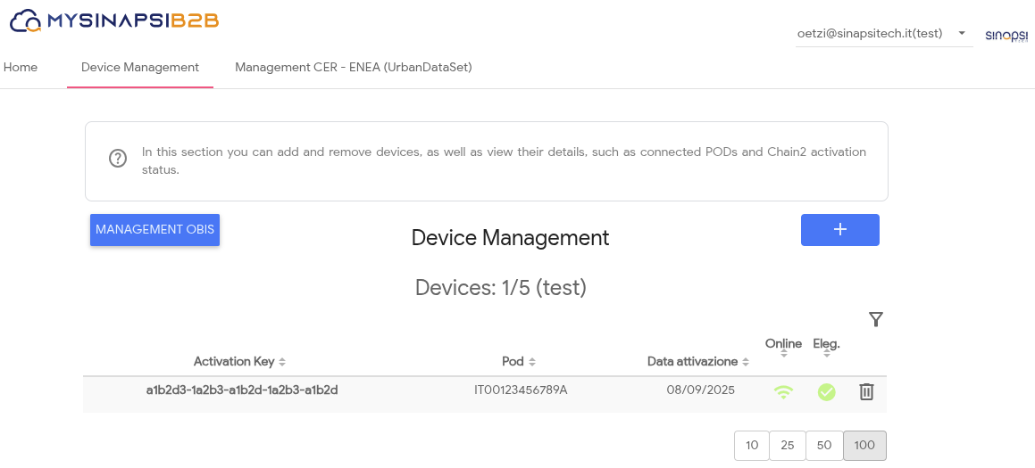 MySinapsiB2B Device Management