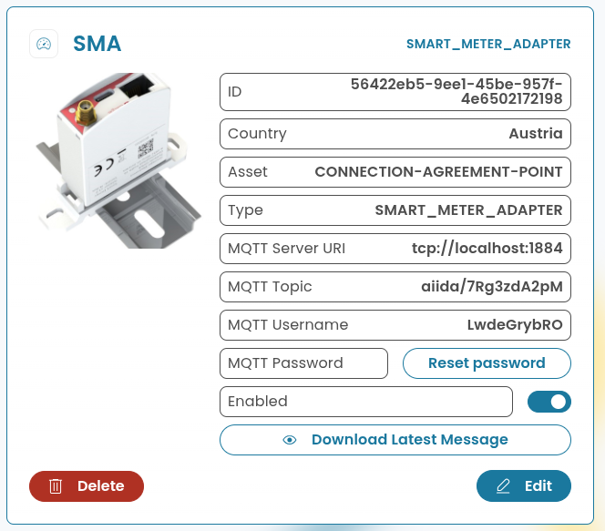 Screenshot of the Oesterreichs Energie data source in the AIIDA UI